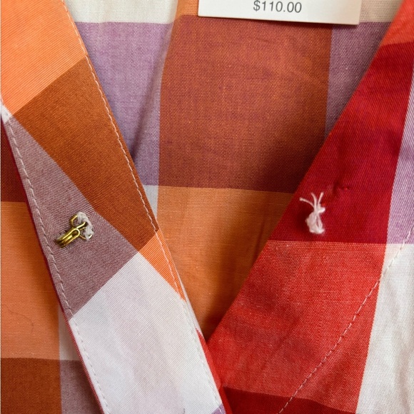 NWT J. Crew Coral Lilac Gingham Checkered Tiered V-Neck Pocketed Dress 14 - Picture 13 of 13